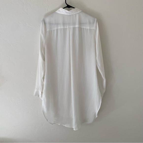 Como Vintage Sheer Long White Button Down Size Small - Picture 4 of 11